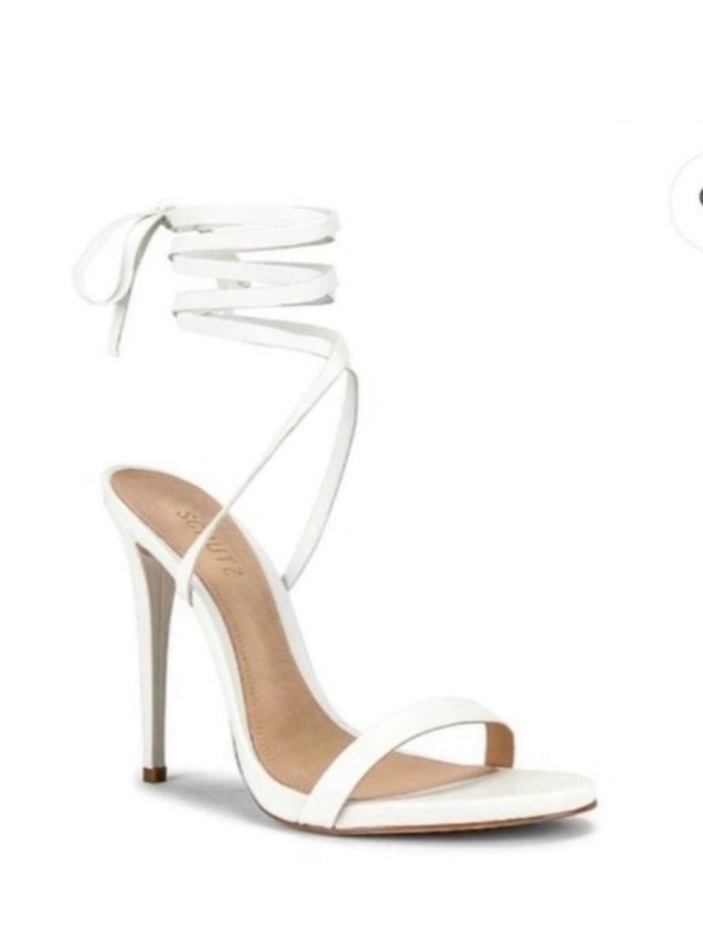 Schutz Cloe White Lace-Up Stiletto Ankle Strap Sandal - Women